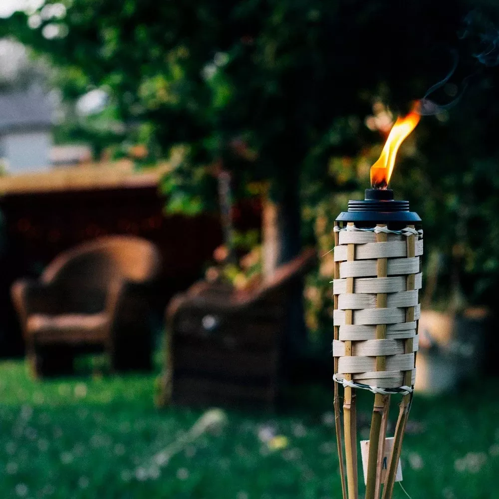 Easy Pour Brown Bamboo 57 In. Classic Weave Outdoor Torch 1 Pc