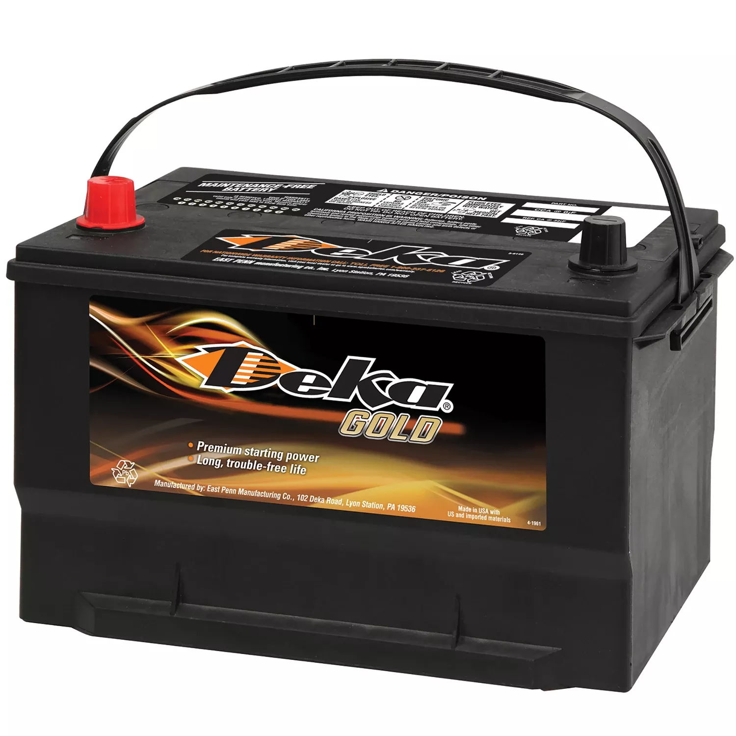 Gold 12-volt 850 Cca Automotive Battery, Top Post Left Front Positive Terminal