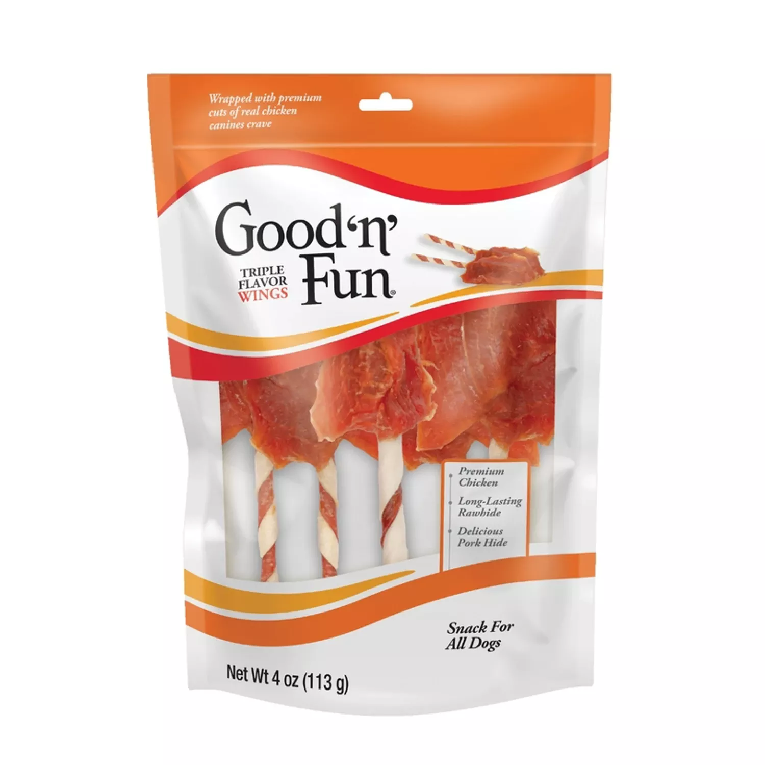Triple Flavor Wings Dog Treats 4 Oz - Savory Rawhide Chews